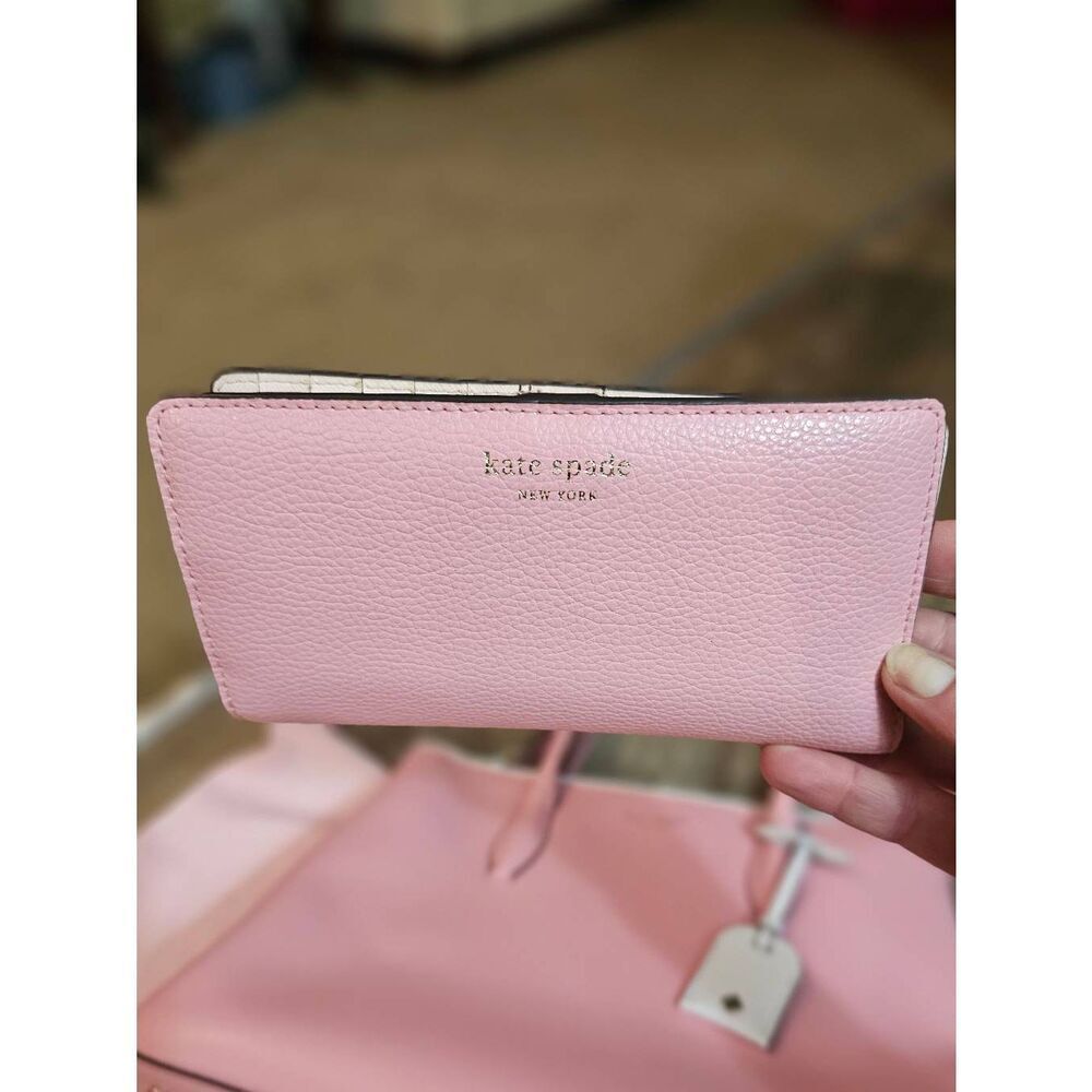 Kate Spade Leather Eva Purse Satchel AND Staci Large Slim Bifold Wallet PINK - Picture 14 of 16